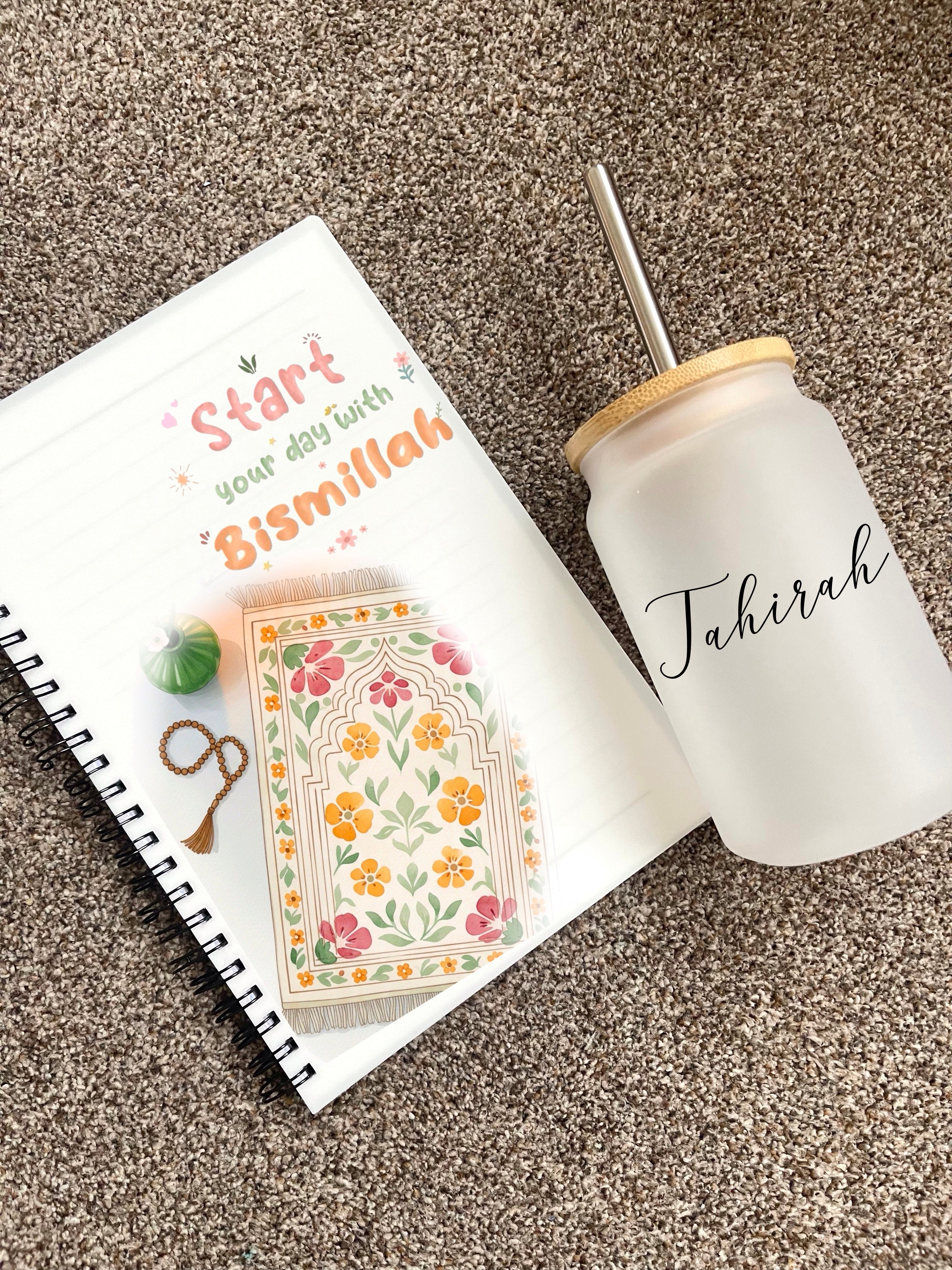 Personalised Hijabi Girl Gift Set University Student Tumbler Tea Coffee Lover Arabic Name Notebook Teacher Sister Friend