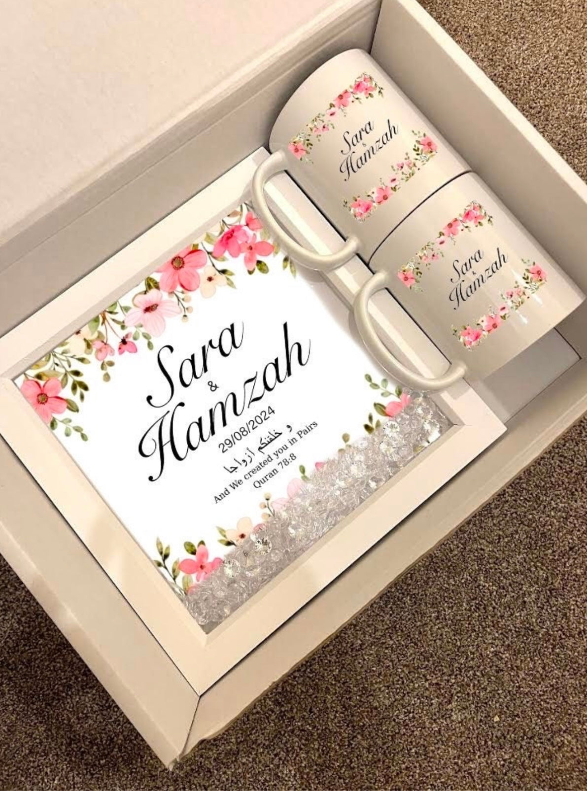 Personalised Islamic Wedding Gift Nikkah Muslim Couples Home Decor Wall Art Names Picture Frame Mugs Husband Wife Dua Engagement Anniversary
