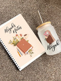 Personalised Hijabi Girl Gift Set University Student Tumbler Tea Coffee Lover Arabic Name Notebook Teacher Sister Friend