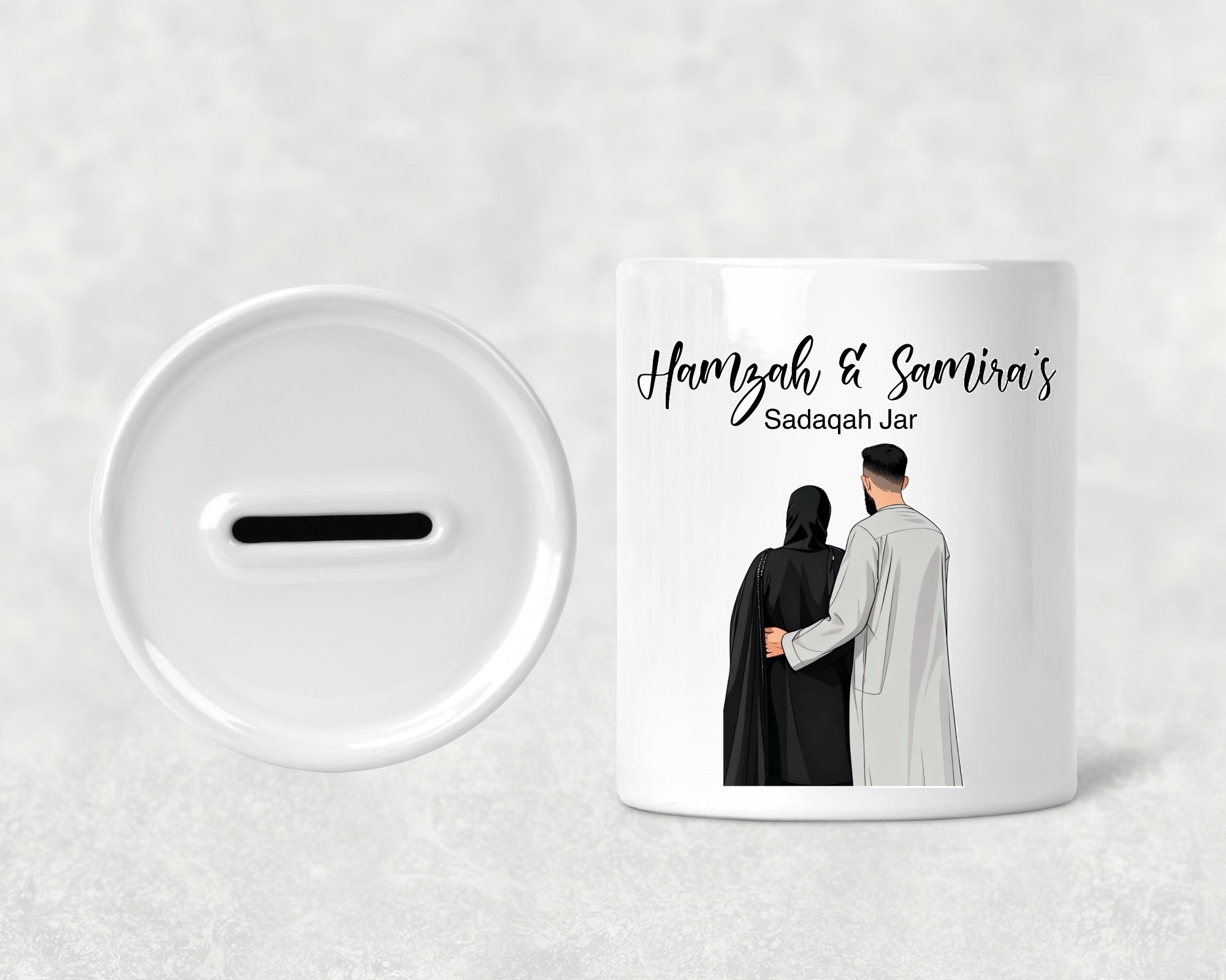 Personalised Sadaqah Jar Islamic Gift for Couples Wedding Money Charity Box Home Decor Reward